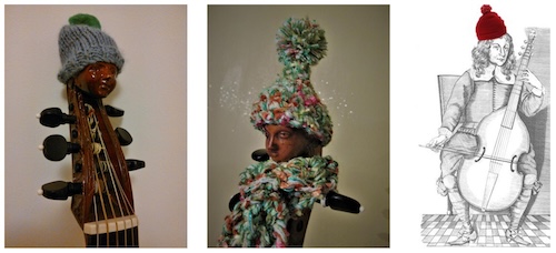 Knitted hats on viols